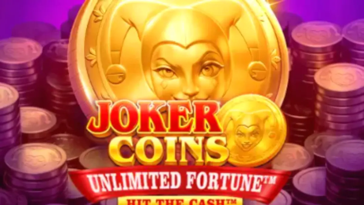 Tampilan visual slot Joker Coins Unlimited Fortune dengan simbol buah neon dan koin jackpot.