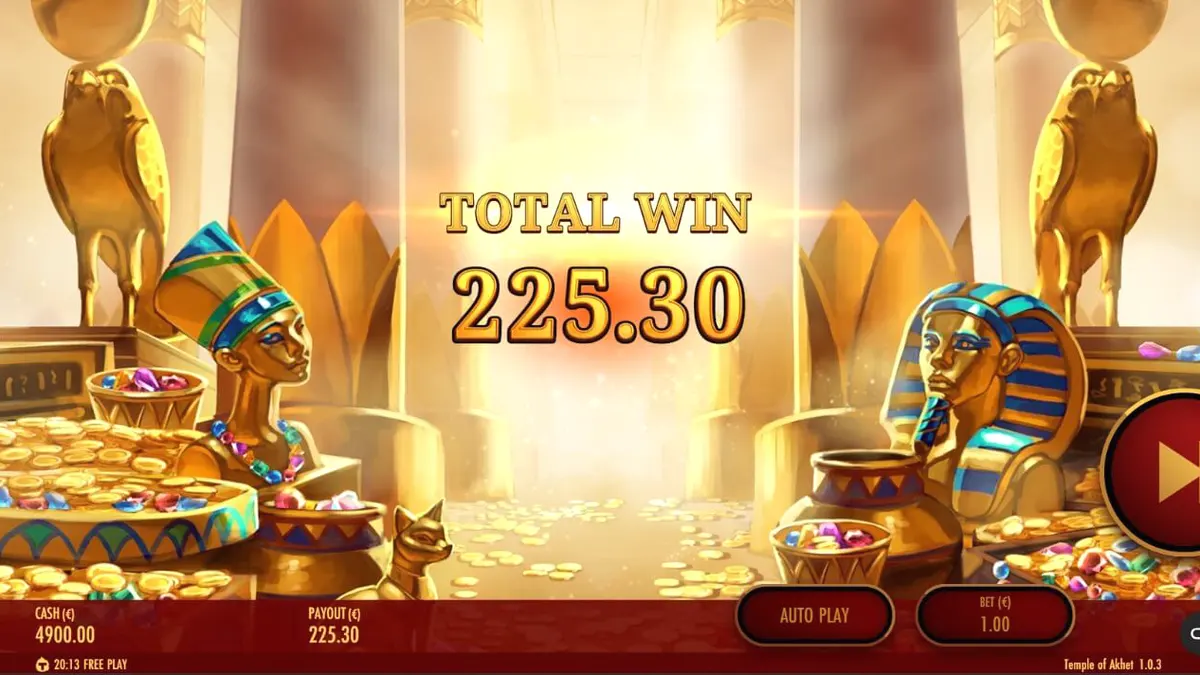 Tampilan visual slot Temple of Akhet dengan tema Mesir Kuno yang mistis